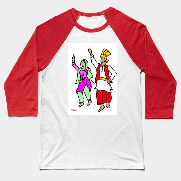 Punjabi couple Baseball T-Shirt by sukhpalgrewal